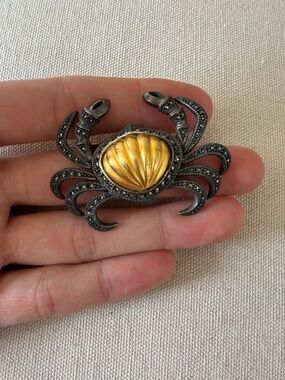 Vintage Judith Jack Sterling Silver Marcasite Crab Brooch